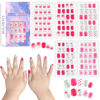Picture of SIUSIO 120Pcs 5 Pack Press on Nails kids Children Acrylic Fake Nails Cute Pre-glue Full Cover Gradient Color Rainbow Short Stick On False Nail Art Kits Set for Kids Little Girls - Pink Love