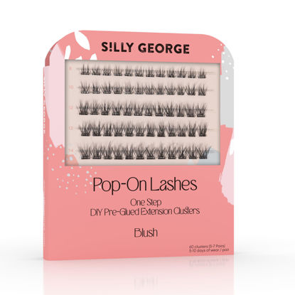 Picture of Silly George Pop-On Lashes - DIY 1-Step Pre-Glued Faux Eyelash Clusters, Natural Look Extensions, Black - Blush, 5-7 Pair Set, Pack of 60 Clusters