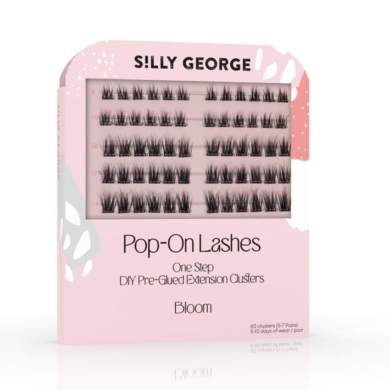 Picture of Silly George Pop-On Lashes - DIY 1-Step Pre-Glued Faux Eyelash Clusters, Natural Look Extensions, Black - Bloom, 5-7 Pair Set, Pack of 60 Clusters
