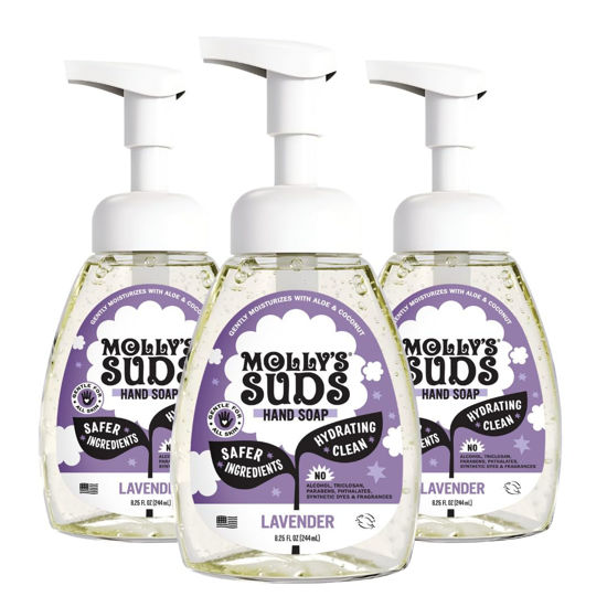 Picture of Molly's Suds Foaming Hand Soap - Made with Aloe and Coconut Oil | Moisturizing Hand Wash | Clean Ingredients, Infused with Essential Oils | Lavender - 8.25 Oz (Pack of 3)