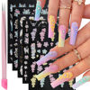 Picture of VOTACOS 5 Sheets 5D Flower Nail Art Stickers Embossed Nail Decals Spring Summer Nail Art Design 3D Self-Adhesive Nail Supplies White Yellow Blue Colorful Flower Nail Stickers for Women Nail Decoration