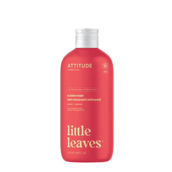 Picture of ATTITUDE Bubble Wash for Kids, EWG Verified Bubble Bath, Hair Shampoo and Body Soap, Dermatologically Tested, Plant- and Mineral-Based, Vegan, Mango, 16 Fl Oz