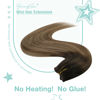 Picture of YoungSee 135G Wire Hair Extensions Real Human Hair Balayage Wire Extension with Adjustable Clips Dark Brown Roots Blending into Medium Brown with Warm Blonde Highlights Real Hair Wire Extensions 24In