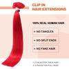 Picture of UGOTRAYS Red Hair Extensions Real Human, Hair Clip in Hair Extensions 70g 7pcs 15 inch,Soft & Natural Straight Double Weft Remy Hair for Women #Red Hair Extensions