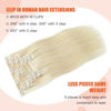 Picture of UGOTRAYS Clip in Hair Extensions Real Human Hair Blonde - 16 inch 120g 7pcs Platinum Blonde 100% Remy Human Hair Clip in Extensions Straight Real Human Hair #60 Platinum Blonde Hair Extensions