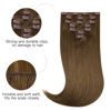 Picture of HOTBANANA Human Hair Clip in Hair Extensions, Medium Brown 120g Clip in Hair Extensions Real Human Hair Straight Remy Hair Clip in Hair Extensions 14 Inch 7pcs