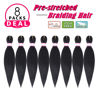 Picture of Pre-Stretched Braiding Hair Extensions Black-12 Inch 8 Packs Synthetic Braiding Hair Crochet Braids, Natural Easy Braid Crochet Hair, Hot Water Setting Professional Soft Yaki Straight Texture (#1B)