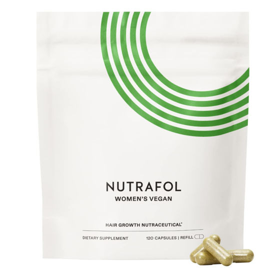 Picture of Nutrafol Women's Hair Growth Supplements, for Women 18-44 Years Old, Clinically Tested for Visibly Thicker, Stronger Hair, 100% Vegan Ingredients, Dermatologist Recommended - 1 Month Supply, 1 Pouch