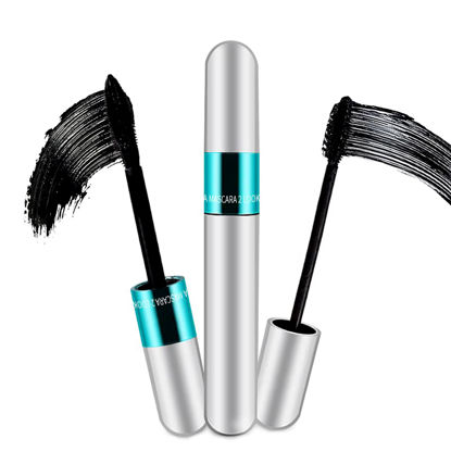 Picture of 2 Pack 2 in 1 Mascara 5x Longer Washable, 2 in 1 4D Silk Fiber Lash Mascara, No Clumping, Long-lasting Black Mascara
