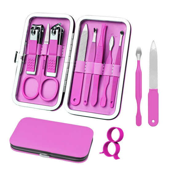 Picture of Manicure Set 8 in 1 Nail Clipper Set,RedFlow Nail Clippers,Fingernail & Toenail Clippers,Manicure Tools,Pedicure Tools,Suitable for Travel Manicure Kit,Nail Set Kit with Everything Profe (Purple)