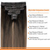 Picture of Pobokix #2/6/2 Clip In Hair Extensions Real Human Hair Straight 8Pcs Clip In Balayage Dark Brown to Chestnut Brown Human Hair Extensions with 18Clips Lace Weft 120g 18inch