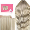 Picture of WENNALIFE Wire Hair Extensions (Increase 50% Lifespan) Real Human Hair 14 inch 105g Ash Blonde Highlighted Platinum Blonde Remy Real Hair Extensions Invisible Wire Hair Extensions Human Hair