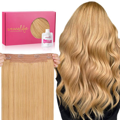 Picture of WENNALIFE Wire Hair Extensions (Increase 50% Lifespan) Real Human Hair 12 inch 70g Strawberry Blonde Remy Wire Hair Extensions Invisible Transparent Fish Line Straight Real Hair Extensions