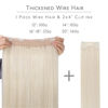 Picture of WENNALIFE Wire Hair Extensions (Increase 50% Lifespan) Real Human Hair 14 inch 105g Platinum Blonde Remy Real Hair Extensions Invisible Wire Hair Extensions Human Hair Natural Fish Line Straight Hair