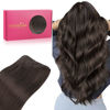 Picture of WENNALIFE Sew in Hair Extensions Real Human Hair, 14 Inch 80g Dark Brown Machine Weft Hair Extensions Human Hair Hand Tied Weft Hair Extensions Sew In