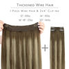 Picture of WENNALIFE Wire Hair Extensions(Increase 50% Lifespan)Real Human Hair 14 inch 105g Balayage Chocolate Brown to Honey Blonde Remy Real Hair Extensions Invisible Wire Hair Extensions Human Hair Fish Line