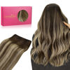 Picture of WENNALIFE Sew in Hair Extensions Real Human Hair, 20 Inch 100g Balayage Chocolate Brown to Honey Blonde Machine Weft Hair Extensions Human Hair Hand Tied Weft Hair Extensions Sew In