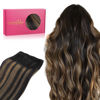 Picture of WENNALIFE Sew in Hair Extensions Real Human Hair, 18 Inch 90g Balayage Natural Black to Chestnut Brown Machine Weft Hair Extensions Human Hair Hand Tied Weft Hair Extensions Sew In