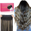 Picture of WENNALIFE Wire Hair Extensions (Increase 50% Lifespan) Real Human Hair 18 inch 95g Natural Black to Light Blonde Remy Hair Extensions Invisible Transparent Wire Hair Extensions Real Hair Extensions
