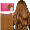 Picture of WENNALIFE Wire Hair Extensions (Increase 50% Lifespan) Real Human Hair 14 inch 75g Auburn Ginger Remy Wire Hair Extensions Invisible Transparent Fish Line Straight Real Hair Extensions