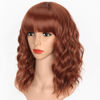 Picture of AISI HAIR Synthetic Wavy Curly Bob Wig with Bangs Ginger Orange Wig Short Bob Wavy Hair Wigs for Women Synthetic Heat Resistant Bob Wigs