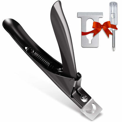 Picture of Nail Tip Clipper Edge Cutter Adjustable Stainless Steel False Artificial Acrylic Fake Trimmer Manicure Pedicure Sharp Rustproof Blade Clip Tool for Salon Home Art,Beauty Design DIY Use Black