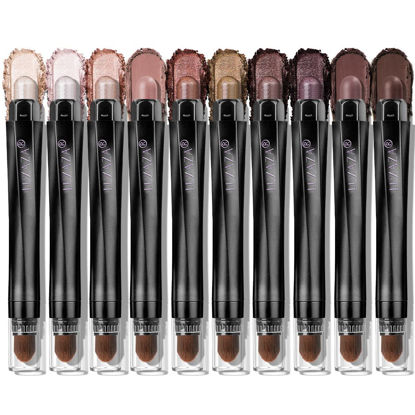 Picture of LUXAZA PRO 10PCS Eyeshadow Stick,Shimmer And Matte Brown Metallic Cream Eyeshadow Pencil Crayon with Smudge-proof & Waterproof,Eye Brightener Stick - Ash Rose