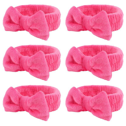Picture of 6 Pcs Spa Headbands, Hair Holder for Washing Face, Soft Coral Fleece Makeup Headband for Washing Face, Bow Hair Bands, Skin Care Headband for Face Washing Shower Skin Care Yoga