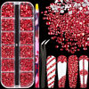 Picture of 6 Sizes Red Glass Crystal Kit with Pickup Pen + Tweezer Tools for Shine Nail Art Manicure Makeup DIY Decoration Flatback Round Swarovski Bead Rhinestone Gem Jewelry Diamond