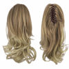 Picture of SOFEIYAN 13" Ponytail Extension Long Curly Ponytail Clip in Claw Hair Extension Natural Looking Synthetic Hairpiece for Women, Dark Blonde to Bleach Blonde