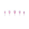 Picture of Pink Ombre Press on Nails Heart Fake Nails Short Almond False Nails with Pearl Design Bowknot Glue on Nails Glossy Acrylic Full Cover Flower Stick on Nails for Women Valentine's Day Manicure