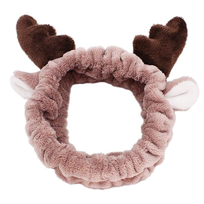 Picture of Jowmoy Cute antlers Headband, headband for washing face, face wash headband, spa headband, headband to wash face, makeup headband, Headband to Wash Face for Women Makeup Shower Spa Headban