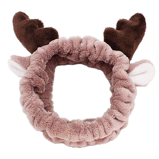 Picture of Jowmoy Cute antlers Headband, headband for washing face, face wash headband, spa headband, headband to wash face, makeup headband, Headband to Wash Face for Women Makeup Shower Spa Headban