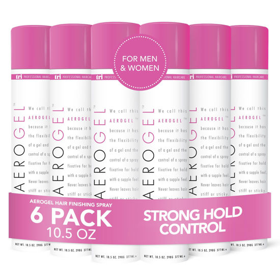 Picture of TRI Design Aerogel Hairspray - Non-Toxic Hair Finishing Spray for Styling, Volumizing and Holding Curly Hair with Flexible Hold - For Women and Men - Pack of 6 (10.5 Oz)