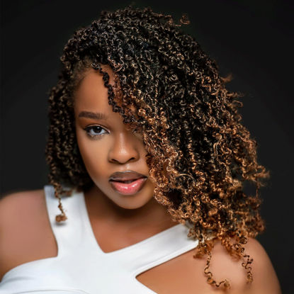Picture of Toyotress Yanky Twist Crochet Hair - 10 Inch 8 Packs (30 Strands/Pcs) Pre-twisted Fluffy Spring Mini Twist Short Passion Twist, Ombre Blonde Pre-Looped Crochet Braids Braiding Hair (10 Inch, T27-8P)