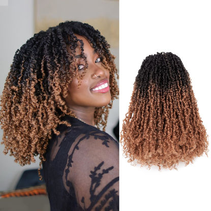 Picture of Toyotress Yanky Twist Crochet Hair - 10 Inch 8 Packs (30 Strands/Pcs) Pre-twisted Fluffy Spring Mini Twist Short Passion Twist, Ombre Brown Pre-Looped Crochet Braids Braiding Hair (10 Inch, OT30-8P)