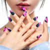 Picture of GLAMERMAID Black Press on Nails Medium Almond, Halloween Hot Pink Ombre Fake Nails Acrylic False Nail Kits Galaxy Star Design, Matte Stick Glue on Nails Sets, Oval Gel Nails Stiletto for Women