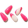 Picture of GLAMERMAID Hot Pink Press on Nails Medium Almond, Nude French Tip Fake Nails Stiletto, Shrimmer Short Oval Stick on Nails Gel, Glitter Gloss Acrylic False Nail Tip, Reusable Nail Kit for Women Gift