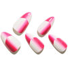 Picture of GLAMERMAID Hot Pink French Tip Press on Nails Short Almond, French Illusion Fake Nail Gel, Medium Almond Glue on Nails, Short Oval Stick on Nails Gel, Reusable Stiletto Acrylic False Nail with Design