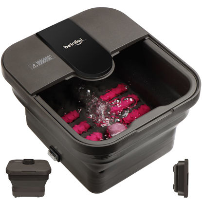 Picture of Beinilai Collapsible Foot Spa,Foot Bath with Heat and Massage and Bubble Jets,Foot Soak Tub with Six Non Motorized Foot Rollers,Acupressure Massage Points,Red Light and Removable Pumice Stone