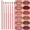 Picture of evpct 6Pcs Retractable Lip Liner Pencils Set Pack for Shaping & Sculpting Lips, Mauve Maroon Dark Red Orange Nude Chocolate Brown Plum Creamy Matte Velvet Pigmented Lip Liner lipliners Crayon Lipstick