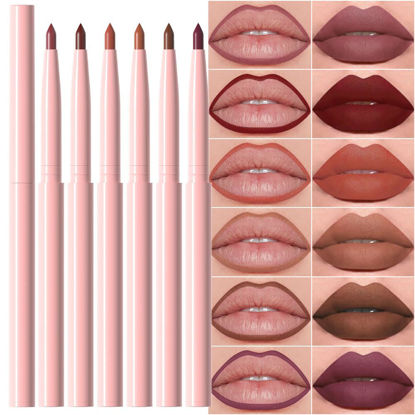 Picture of evpct 6Pcs Retractable Lip Liner Pencils Set Pack for Shaping & Sculpting Lips, Mauve Maroon Dark Red Orange Nude Chocolate Brown Plum Creamy Matte Velvet Pigmented Lip Liner lipliners Crayon Lipstick