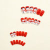 Picture of Christmas Press on Nails Medium Square Fake Nails Red Glitter False Nails Cartoon Snowflake Snowman Designs Full Cover Acrylic Nails Sparkly Xmas Stick on Nails for Women DIY Nails Decor 24 Pcs