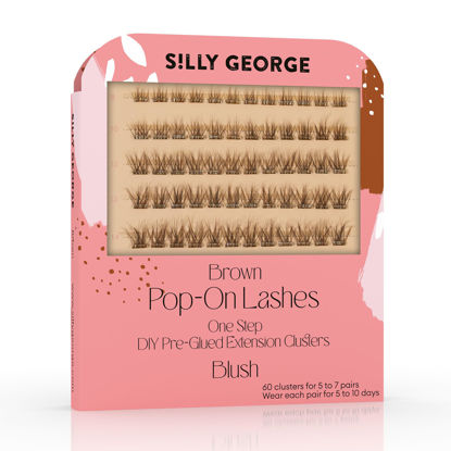 Picture of Silly George Pop-On Lashes - DIY 1-Step Pre-Glued Faux Eyelash Clusters, Natural Look Extensions, Brown - Blush, 5-7 Pair Set, Pack of 60 Clusters