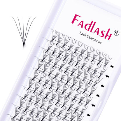 Picture of Volume Lash Extensions C Curl 0.07 12mm Premade Lash Fans 5D Matte Black Volume Eyelash Extensions Thin Base Pro Ponit Middle Stem Eye Lashes by FADLASH (5D-0.07-C, 12mm)