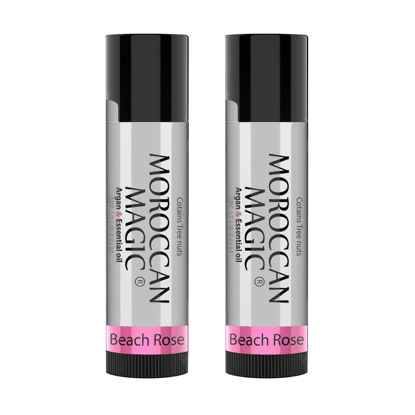 Picture of Moroccan Magic Beach Rose SPF 15 Lip Balm - Rose Vanilla | Argan Oil & Essential Oils | Family Owned | Cruelty Free | 2 Pack