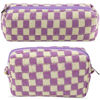 Picture of 2Pcs Checkered Makeup Bag for Women Girls Pencil Pouch Travel Small Cosmetic Bag Set Cute Makeup Pouch Purse Pencil Case Pencil Bag Zippered Toiletry Bag Organizer Preppy Trendy Storage Bag(Purple)