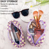 Picture of 2Pcs Checkered Makeup Bag for Women Girls Pencil Pouch Travel Small Cosmetic Bag Set Cute Makeup Pouch Purse Pencil Case Pencil Bag Zippered Toiletry Bag Organizer Preppy Trendy Storage Bag(Purple)