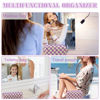 Picture of 2Pcs Checkered Makeup Bag for Women Girls Pencil Pouch Travel Small Cosmetic Bag Set Cute Makeup Pouch Purse Pencil Case Pencil Bag Zippered Toiletry Bag Organizer Preppy Trendy Storage Bag(Purple)