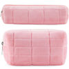 Picture of 2Pcs Makeup Bag for Women Girls Pencil Pouch Travel Small Cosmetic Bag Set Cute Plush Pink Makeup Pouch Purse Pencil Case Pencil Bag Zippered Toiletry Bag Organizer Trendy Makeup Brushes Storage Bag